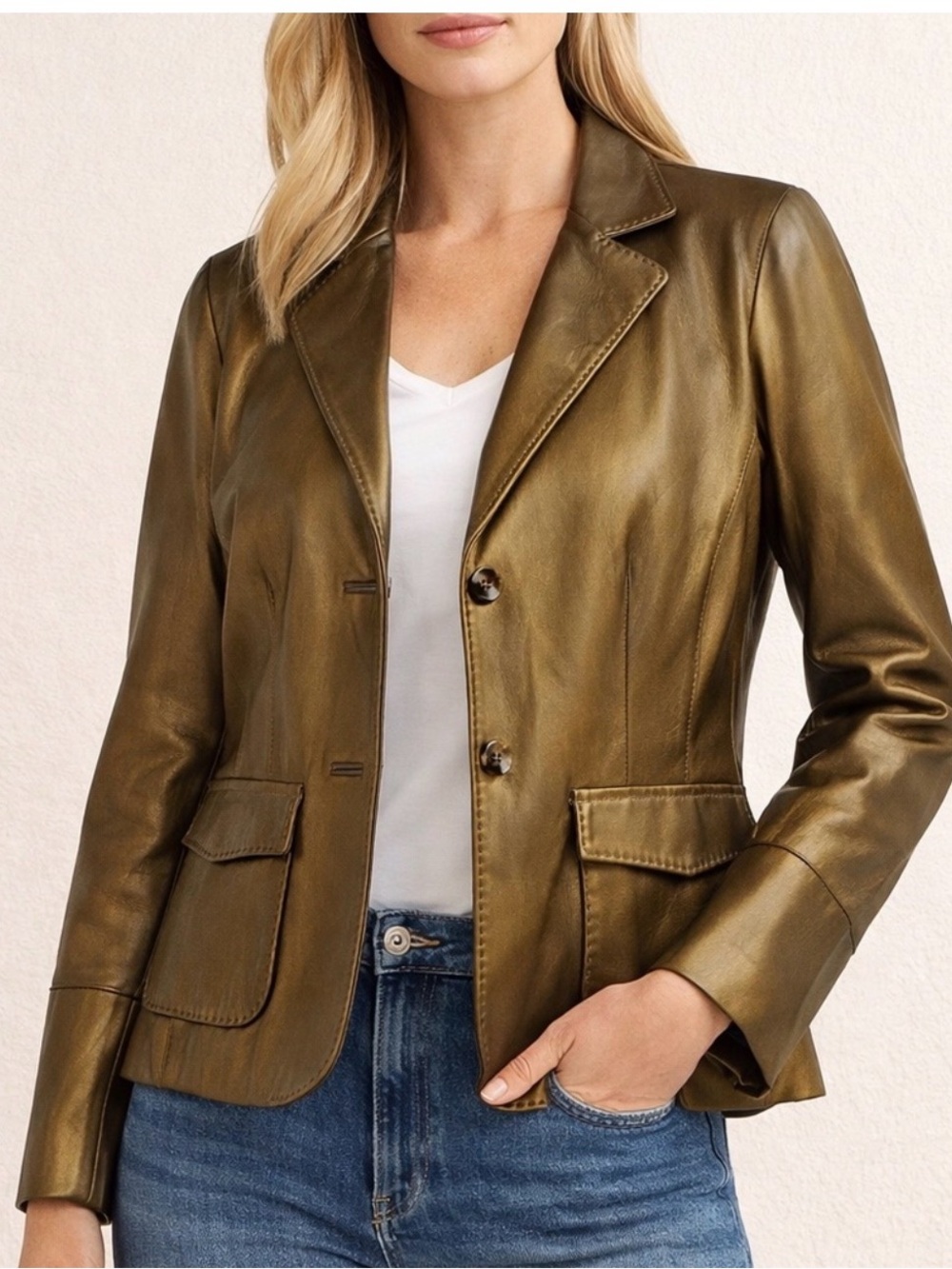 CAbi Gold/BronzeLeather Blazer SZ. 12